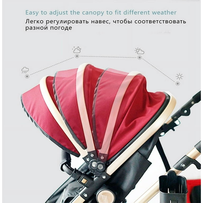 CALUDAN Luxurious Baby Stroller 3 in 1 Portable Travel Baby