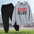 thumbnail image 2 of Hoodie Sweatsuits Outfits 2 piece for Boy Rugby Football Letter Printed Hoodie Pants Children's Two Piece Fashion Trend American Football Fans Sports Athletic Z04-Grey, 130, 2 of 3