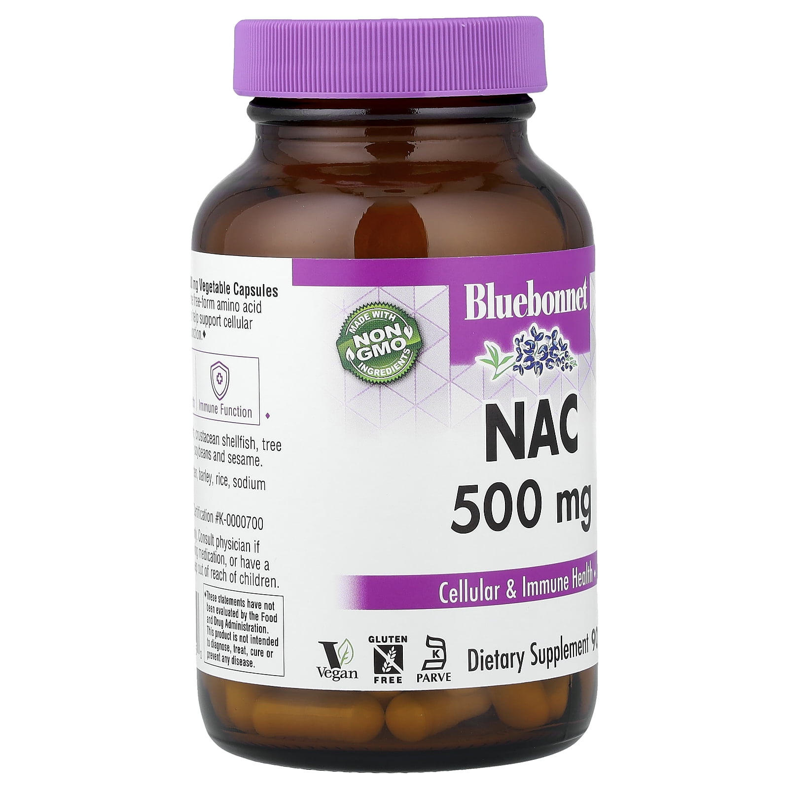Bluebonnet NAC Supplement N-Acetyl-L-Cysteine 500mg - Cellular & Immune Support - 90 Days