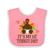 Inktastic 1st Turkey Day Thanksgiving Boys or Girls Baby Bib