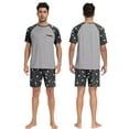 thumbnail image 5 of MINTREUS Men's Pajamas Colors Contrast Short Sleeve Round Neck 2-piece Set Men's Loose Shorts Casual Set Raglan Pajamas, 5 of 6