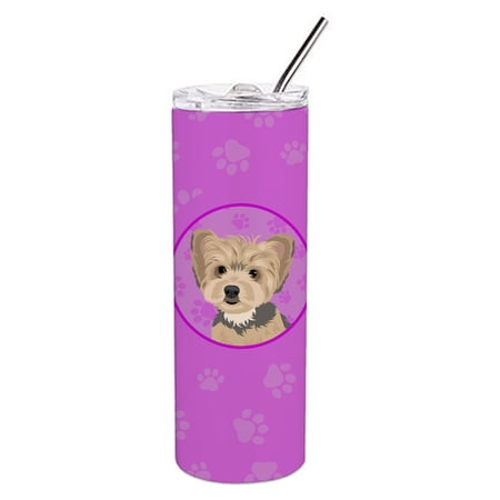 Carolines Treasures WDK1448TBL20 Yorkie Blue and Tan Puppy Stainless Steel 20 oz Skinny Tumbler Pink 20 oz multicolor