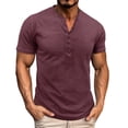 thumbnail image 1 of Men's Fashion Short Sleeve Button-Down T-Shirt - Round Neck and Tough Guy Look, 1 of 7