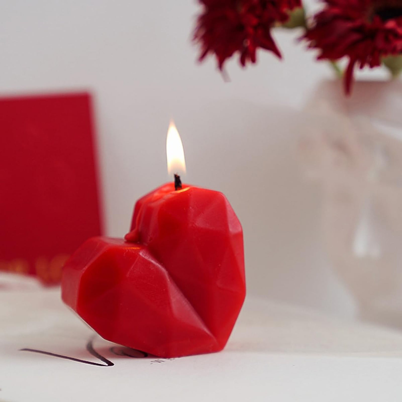 1PC Heart Shaped Rose Scented Candle, Love Candle, Natural Soy Wax Decorative Candle, Wedding Party Birthday Christmas Valentine's Day