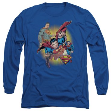 Jla - Superman Collage - Long Sleeve Shirt - Medium