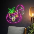thumbnail image 3 of Handmadetneonsign Flamingo Pineapple Drinking Led Sign, Glasses Pineapple Flamingo Drink Neon Light, Wall Décor, 3 of 5
