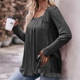 thumbnail image 5 of Enjoytime Women's Winter Tops Solid Color Long Sleeve Pleated Blouse Crewneck Pullover Blouses Casual Loose 2025 Clothes, 5 of 7