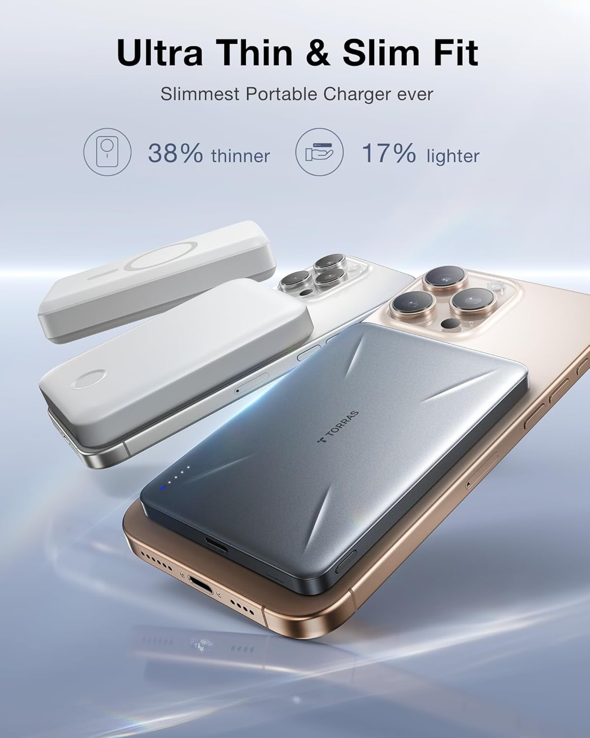 for MagSafe Portable Charger, Ultra Slim 5,000mAh Wireeless Magnetic Power Bank Fast Charging Battery Pack with USB-C Cable, Magsafe-Compatible Charger for iPhone 16 Pro Max/16 Pro/15/14/13/12