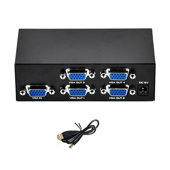 1x4 VGA Splitter 1080P Resolution, 200MHz Bandwidth, Metal Case PC To 4 VGA Monitor/Projector