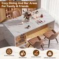 thumbnail image 6 of Hawsaiy 5 Piece Dining Table Set for 4, 63" Faux Marble Dining Table with LED Lights & Storage Cabinet, Kitchen Table and 4 PU Leather Upholstered Dining Chairs, White, 6 of 10