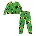 thumbnail image 4 of Yuyamidu Fall Winter Pajama Set for Women Jamaican Flag Long Sleeve Pajamas Set of 2 Coconut Tree Lounge Wear Size M Loose Fitting Sleepwear Top Long Pants with Drawstring, 4 of 7
