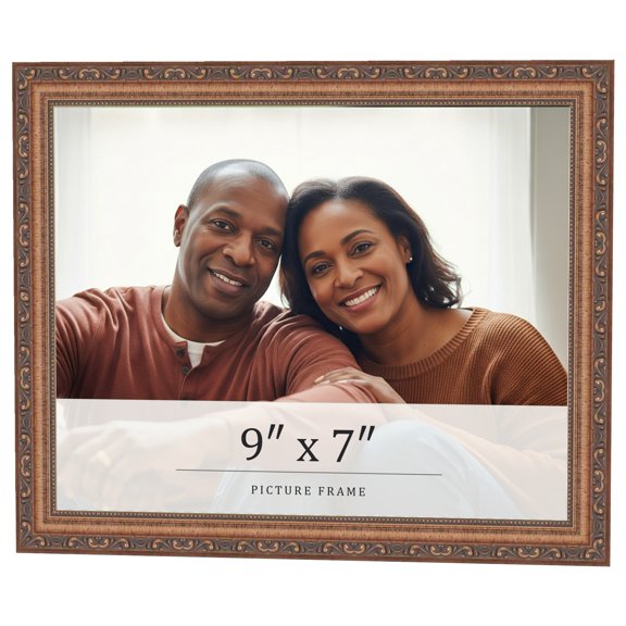 9x7 Frame Gold Solid Wood Picture Frame Width 1.25 Inches | Interior Frame Depth 0.375 Inches |