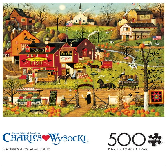 Buffalo Games 500-Piece Americana Collection - Blackbirds Roost at Mill Creek Interlocking Jigsaw Puzzle