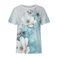 thumbnail image 2 of Plus Size Blouses for Women Floral Casual Ladies' Tops Pleated Short Sleeve Round-Neck Blouses Shirts Multicolor Womens Summer Outwear Comfortable Vacation Beach Fashion, 2 of 8