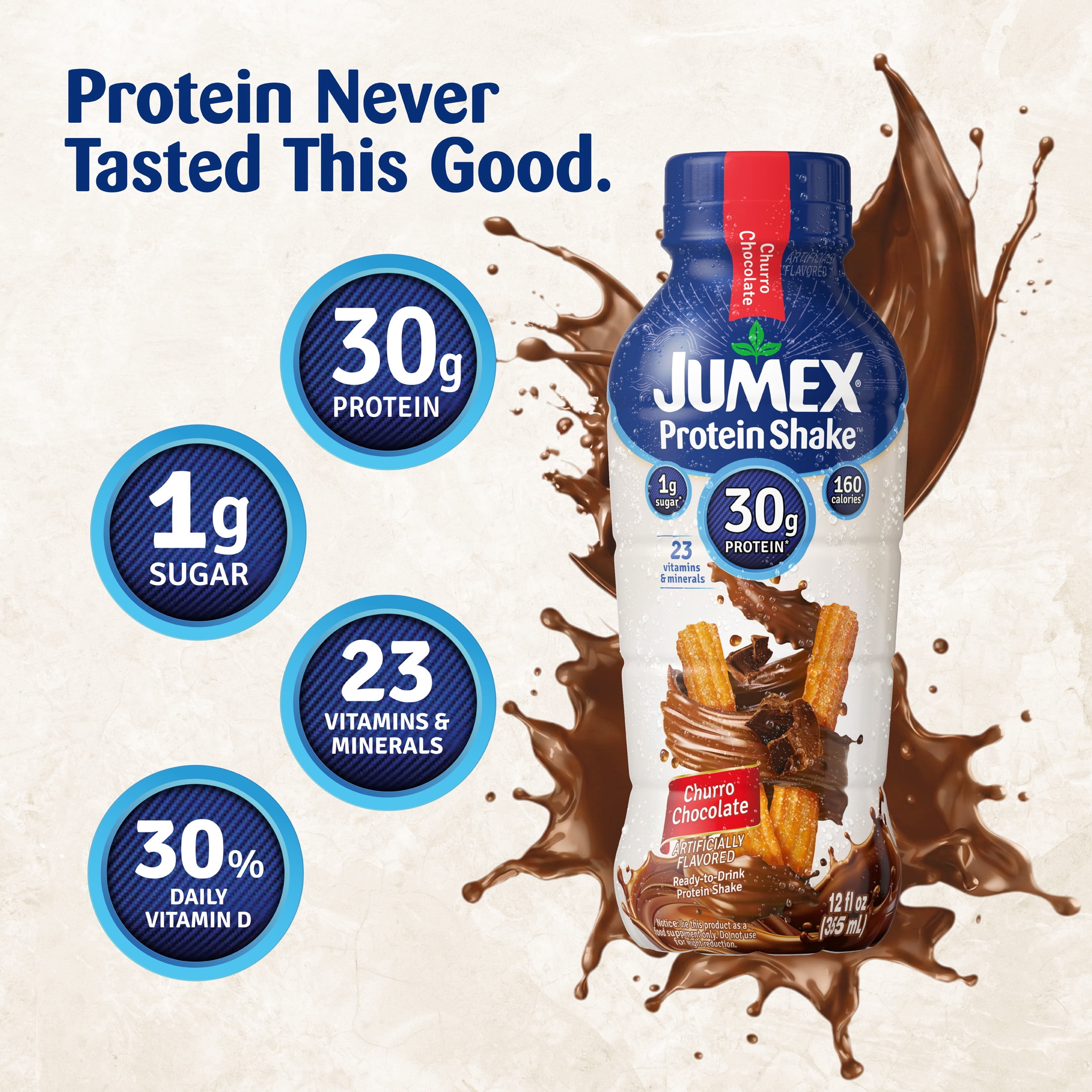 Jumex Protein Shake Churro Chocolate, 30g Protein, 12 fl oz, 4 Pack