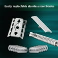thumbnail image 4 of Safety Razor for Men and Women, Reusable Metal Razors, with 10 Platinum Safety Razor Blades, Face Razors for Men Shaving, Sustainable Hair removal and shaving cleaning tools, Metallic Silver, 4 of 8