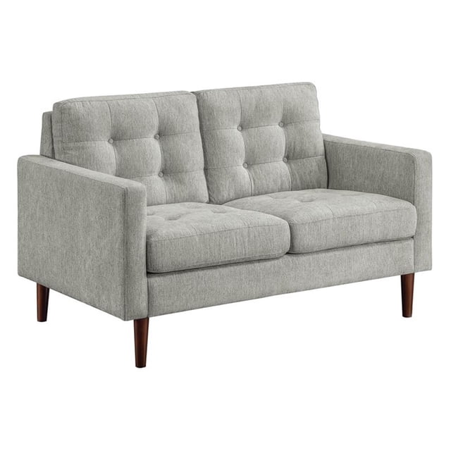 OSP Home Furnishings Grayburn Causeuse Mi-Siècle à 2 Coussins, Tissu Gris Fumée