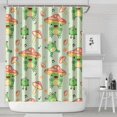 thumbnail image 2 of Nature Frog Shower Curtain - Green Cartoon Frog with Plant & Mushroom Pattern, Machine Washable Waterproof Bath Curtain, Durable Polyester Fabric with Metal Grommets, 2 of 2