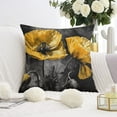 thumbnail image 5 of Summer Yellow Black Flower Throw Pillow Covers 16"x16", Set Of 2, Linen Study Sofa Cushion Cover Indoor Living Room Home Decor, 5 of 7