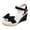 Black, variant on Rokment Bowknot Wedge High Heels Dressy Sandals for Women Bride Wedding Elegant Casual Suede Bow Espadrilles Platform Chunky Heeled Summer Dress Shoes Black Size 5.5