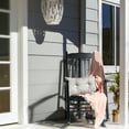 thumbnail image 3 of Zimtown Square Wood Indoor & Outdoor Rounded Armrest Rocking Chair, Black, 3 of 10