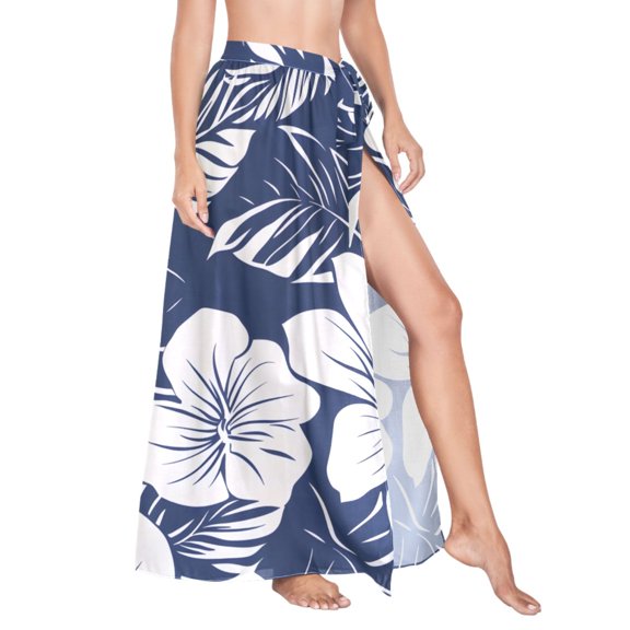 Women Sarong Wraps Tropical Flower-d5 Swimsuit Beach Pareo Bikini Coverups Skirt M