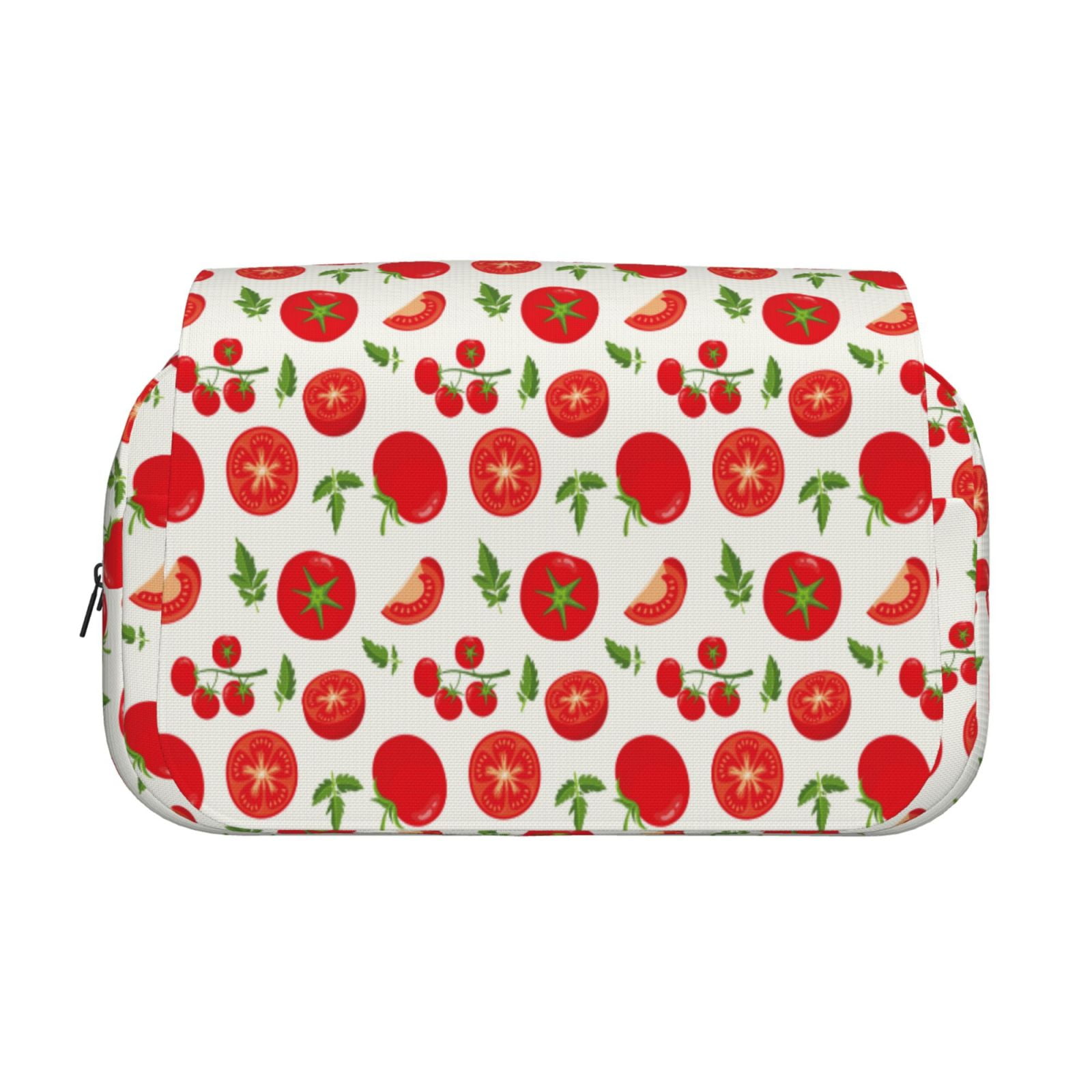 Rateoe Fresh Red Tomato Pattern Double Clamshell Pen Case, Storage Organizer with Two Zipper Compartments– Holds Up to 50 Pencils & Pens
