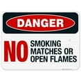 thumbnail image 1 of Danger No Smoking Matches Or Open Flames Sign, OSHA Danger Sign, 18x24 Reflective Aluminum EGP, 1 of 1