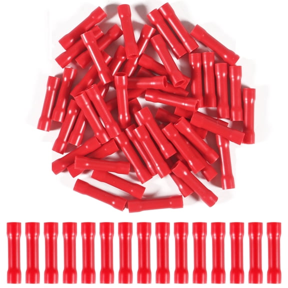 100PCS Assorted Butt Splice Crimp Connector 16-22AWG Insulated Electrical Straight Wire Terminal Connectors for Electrical Connection