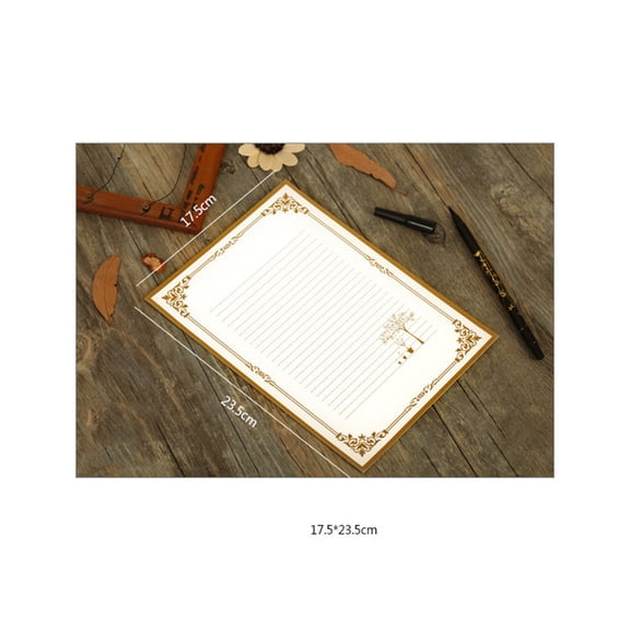 FESTFENDS 8-Piece Vintage Stationery Set for Letter Writing, Rectangular Paper 6.9x9.3in, Writing Supplies