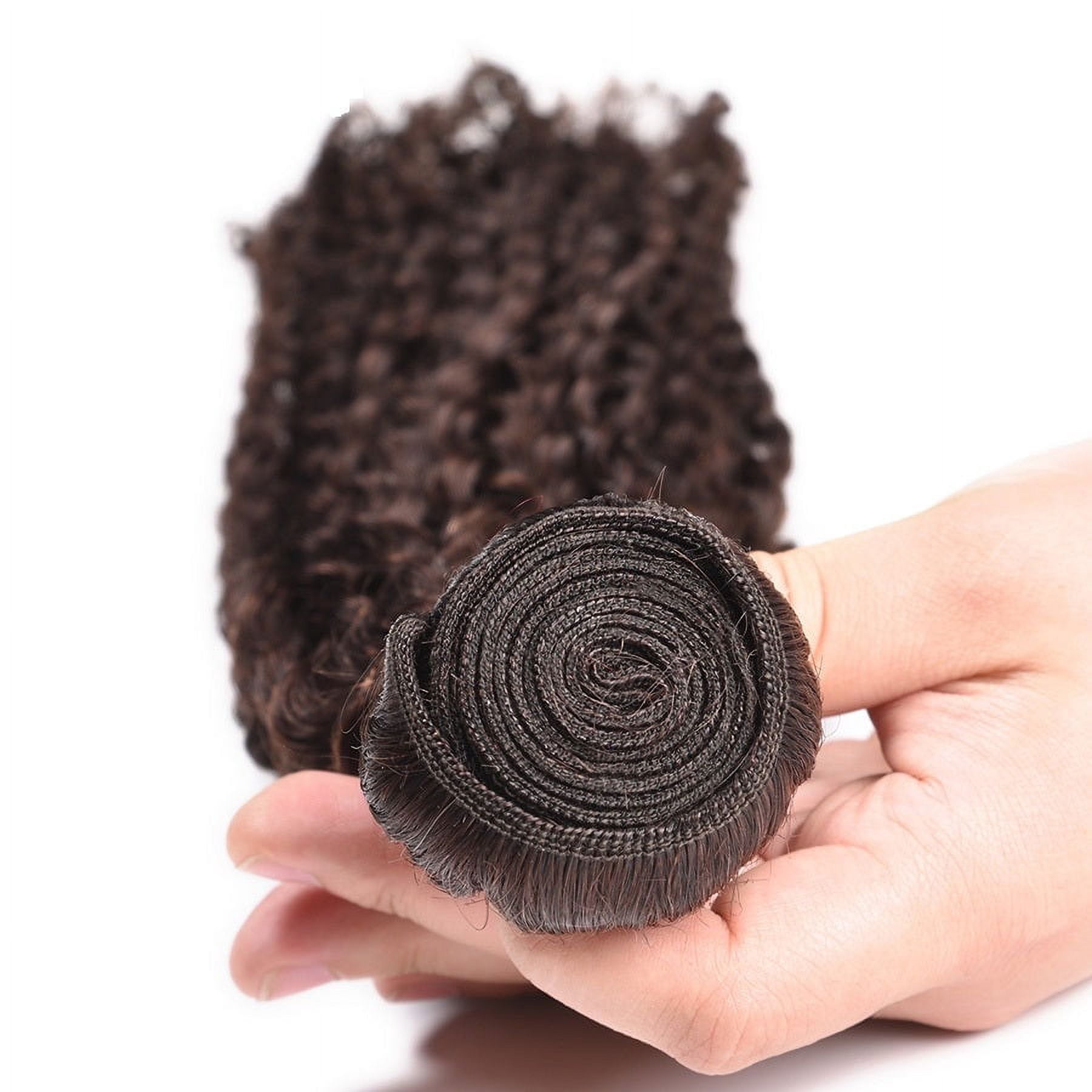 Jerry Curly Medium Brown #4 Bundles Human Hair Brazilian Hair Weave Bundles Remy Hair Extensions - 10 inch