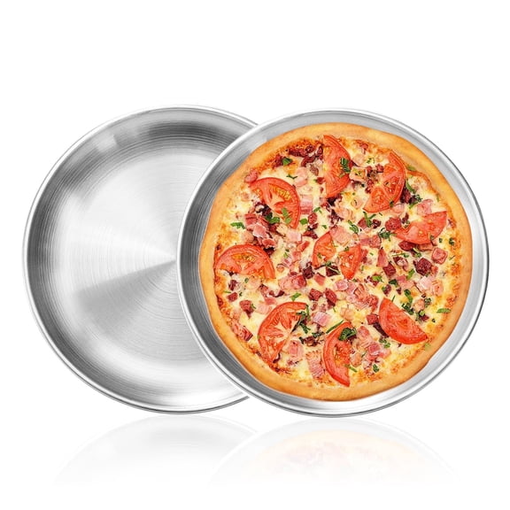 12 Inch Pizza Pan for Oven Set of 2, Stainless Steel Pizza Tray Round Pizza Plate Baking Tray Platter for Pie Cookie Pizza Cake