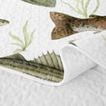 thumbnail image 5 of Feelyou Largemouth Bass Fishing Quilt Full for Men, Natural Stream Marine Full Bedspread Sets, Green, 3-Piece, 5 of 7