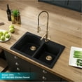 thumbnail image 4 of Kraus Forteza 33 Dual Mount 60/40 Double Bowl Granite Kitchen Sink in Black with Waste Guard Continuous Feed Garbage Disposal, 4 of 12