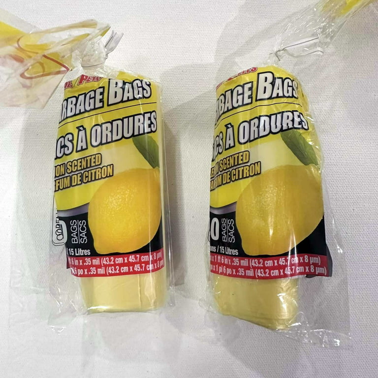 100 BAGS LEMON Scented Trash Bags SMALL (2 PKs.) BABY'S ROOM 17x  18(4-Gal)