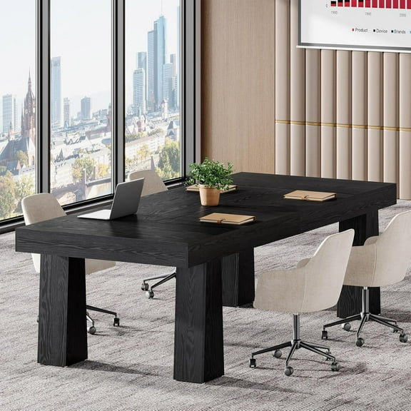 Tribesigns 5ft Conference Table, Rectangular Modern Industrial Meeting Table for Office for Home or Business (1, Black)