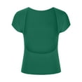 thumbnail image 7 of QENGING Summer Tops for Women 2023 Hollowed-out Backless Short-sleeved Navel High-neck Solid Color Breathable Top, 7 of 7