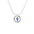 thumbnail image 2 of Delight Jewelry Silvertone Small Blue Crystal Cross Live Ring Charm Necklace, 18", 2 of 4