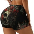 thumbnail image 2 of Kdxio Classical Rose Crown Skull Print Workout Shorts for Women Seamless Soft Smooth Gym Yoga Scrunch Active Shorts, 2 of 5