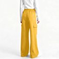 thumbnail image 4 of Teen Girls Cargo Pants Baggy Straight Wide Leg Track Sweatpants Striped Joggers with Pockets Athletic Streetwear Yellow 7-8 Years, 4 of 6