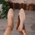 thumbnail image 4 of Xucatan Women's Round Toe Perforated Wedge Heels with Hollow Out Detail, Breathable Faux Leather Low Cut Slip On Shoes, Comfortable Height Increasing Flats for Spring Summer Walking Gift, 4 of 9