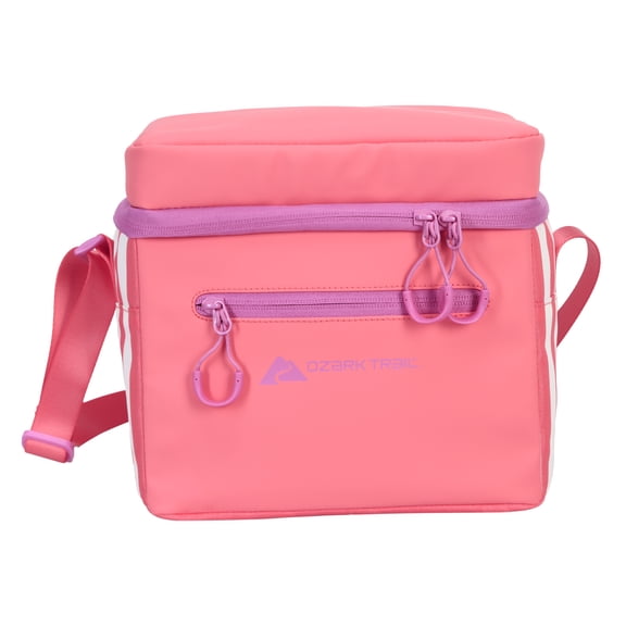 Ozark Trail Small Coated Cooler with Removable Hardliner, 6 Can Capacity, Summer Vibes Collection, Coral 