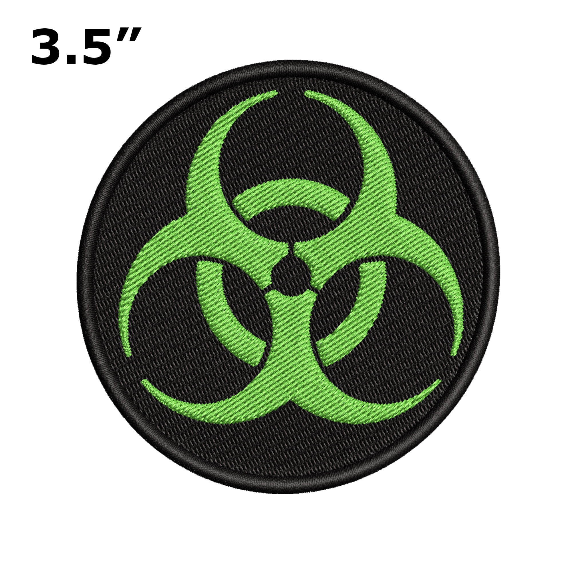 BIOHAZARD SYMBOL embroidered iron-on PATCH ZOMBIE GREEN new TOXIC WARNING DANGER 