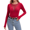 thumbnail image 7 of Syhzlz Women Long Sleeve Tops, Sexy See Through Slim Fitted T-shirt, Deep V Stretchy Crew Neck Tee, 7 of 7