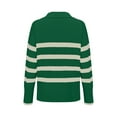 thumbnail image 5 of XFLWAM Women's Fall Winter Sweaters Lapel V Neck Long Sleeve Striped Chunky Knit Oversized Pullover Sweater Jumper Tops Green M, 5 of 5