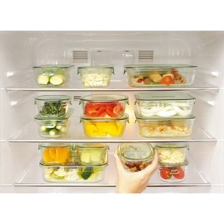 5pcs Refrigerator Storage Bins, 35oz Glass Food Storage Containers