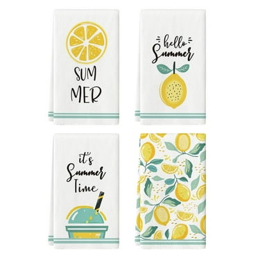 Sm:)e It's Summer Time Lemon Kitchen Dish Towels 18 x 26 Inch Set of 4
