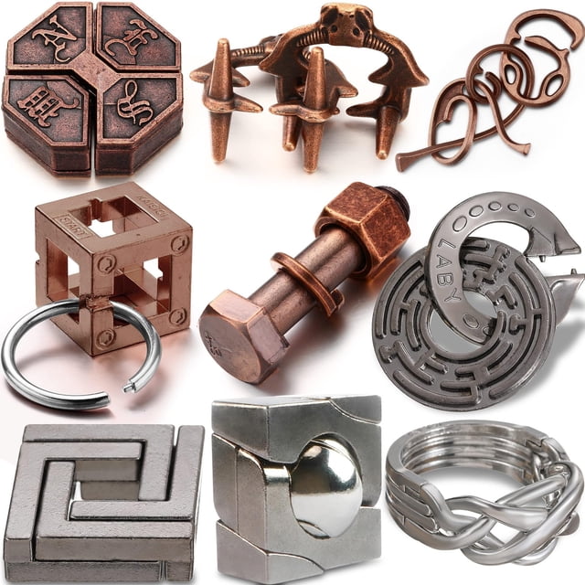 Rompecabezas de metal Wettarn, 9 unidades, para adultos, juegos acertijos