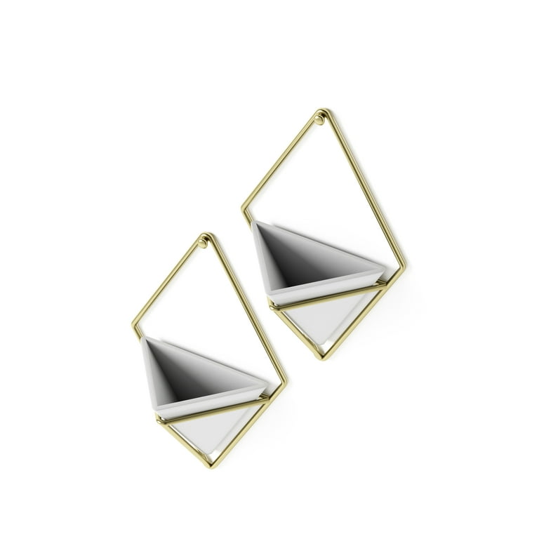 Umbra Trigg Geometric Hanging Planter Wall Decor (Small, Set of 2), White/Brass Umbra Trigg Geometric Hanging Planter Wall Decor (Small, Set of 2), White/Brass