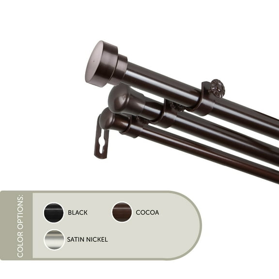 13/16 inch Thornhill Triple Curtain Rod 48-84" - Cocoa